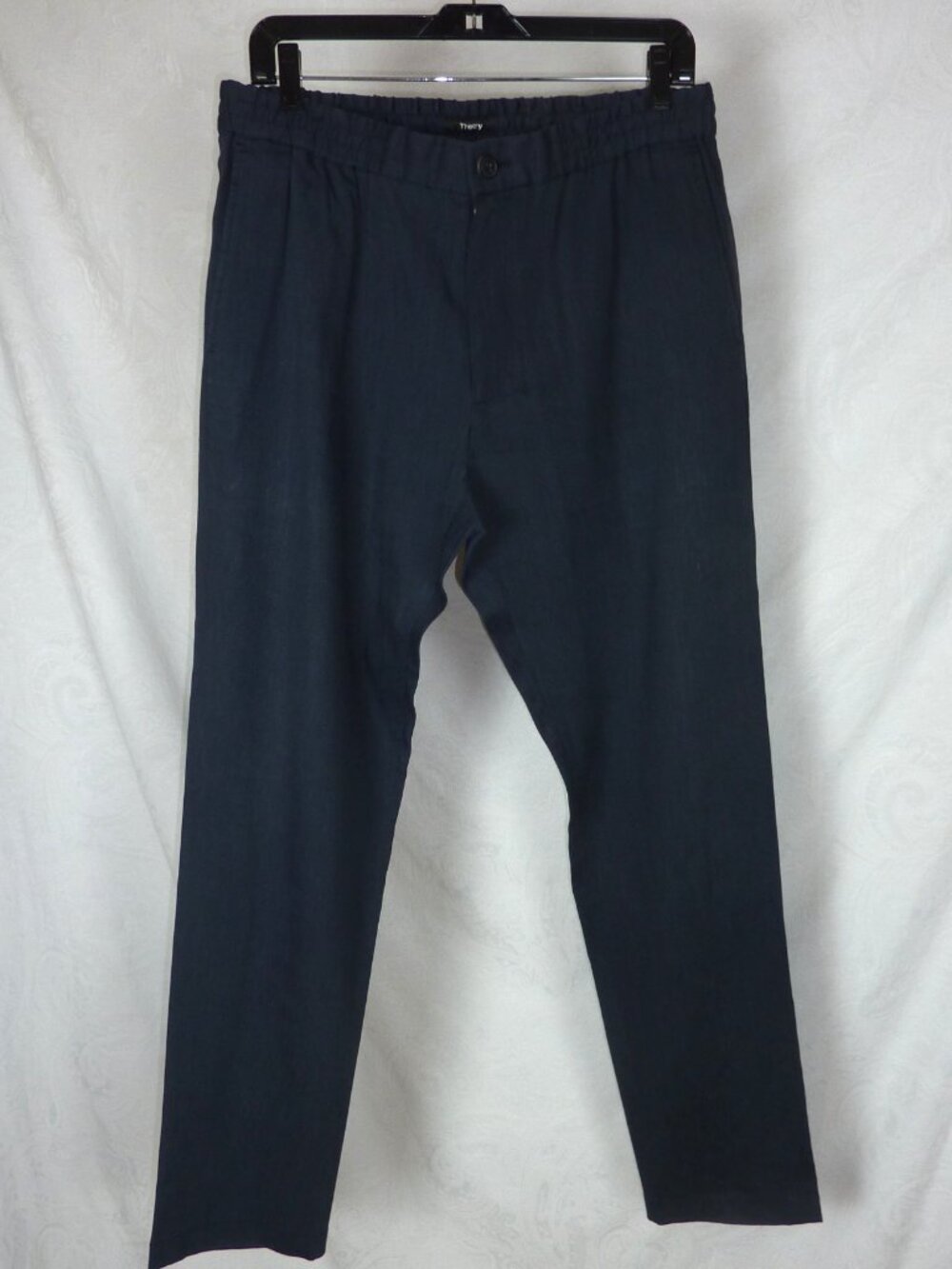 THEORY Men's 34 NAVY BLUE LINEN DRAWSTRING PANTS 34/31 Bloomingdales